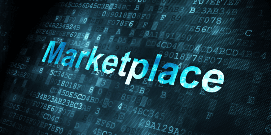 E-İhracat İçin Doğru Pazar Yeri Seçimi: Başarınızın Anahtarı 1 "Marketplace" kelimesinin vurgulandığı, online pazar yerleri ve e-ticaret konseptini gösteren bir illüstrasyon.