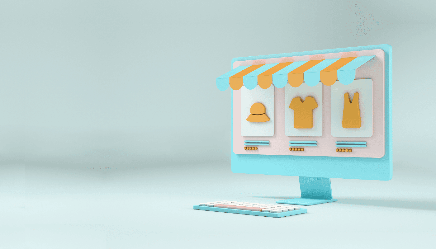 Trendyol, Hepsiburada, Pazarama Online pazaryerini simgeleyen 3D tasarımlı bilgisayar ekranı görseli.