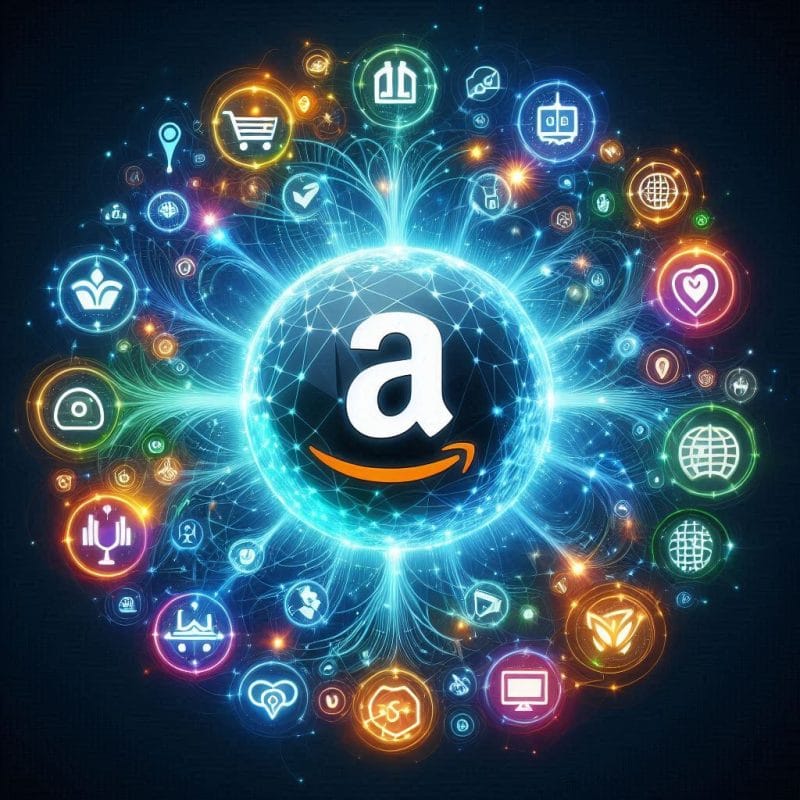 Amazon'da 360° Pazarlama: PPC'nin Ötesinde Marka Büyümesi | OBY Global 1 Obyglobal'in Amazon için 360 derece pazarlama ekosistemini gösteren görsel. Merkezde Obyglobal ve Amazon logoları, etrafında PPC, Storefront, A+ İçerik, Sosyal Medya, İçerik Pazarlaması gibi birbirine bağlı pazarlama kanalları yer alıyor.